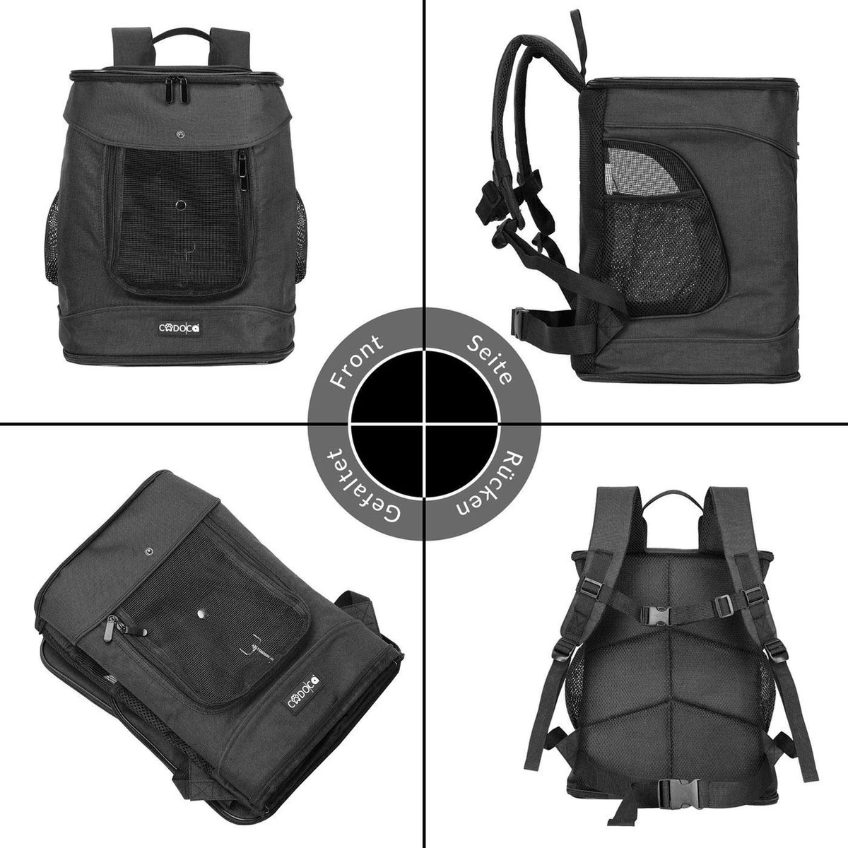 Cadoca Hondenrugzak - Tot 12kg Draagcomfort Verstelbaar - Zwart 9 Cadoca Hondenrugzak - Tot 12kg Draagcomfort Verstelbaar - Zwart - Afbeelding 9