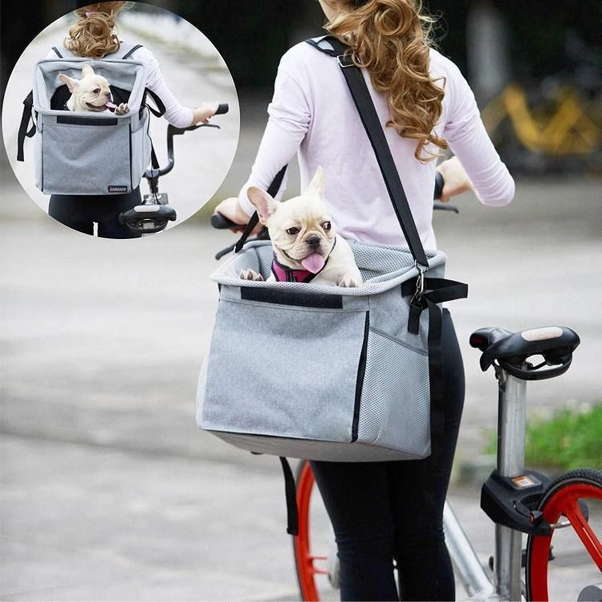 Petspace - Huisdieren Fietstas - Honden Fietsmand - Stuurtas Fiets - Fietsmand Voor Honden - Hondenfietsmand Voorop - Grijs 7 Petspace - Huisdieren Fietstas - Honden Fietsmand - Stuurtas Fiets - Fietsmand Voor Honden - Hondenfietsmand Voorop - Grijs - Afbeelding 7