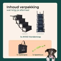 AYOO Hondentrap - Hondentrapje Voor Honden - Hondenloopplank - Trap Hond - Hondentrapje - Inklapbaar - In Hoogte Verstelbaar - Zwart - Inclusief Draagtas En Speeltouw -Dieren Product Winkel 1200x1200 2251