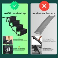 AYOO Hondentrap - Hondentrapje Voor Honden - Hondenloopplank - Trap Hond - Hondentrapje - Inklapbaar - In Hoogte Verstelbaar - Zwart - Inclusief Draagtas En Speeltouw -Dieren Product Winkel 1200x1200 2252