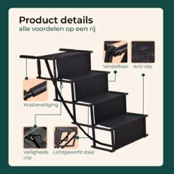 AYOO Hondentrap - Hondentrapje Voor Honden - Hondenloopplank - Trap Hond - Hondentrapje - Inklapbaar - In Hoogte Verstelbaar - Zwart - Inclusief Draagtas En Speeltouw -Dieren Product Winkel 1200x1200 2254