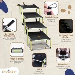 Hondentrap Auto Voor Grote En Kleine Honden PRIORPET - Oplichtende Markering - Opvouwbare Autotrap Voor Stijve Gewrichten - Hondenloopplank Geschikt Voor Alle Auto's - Antislip - 4 Treden -Dieren Product Winkel 1200x1200 2271