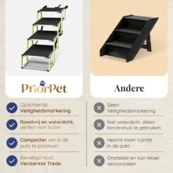 Hondentrap Auto Voor Grote En Kleine Honden PRIORPET - Oplichtende Markering - Opvouwbare Autotrap Voor Stijve Gewrichten - Hondenloopplank Geschikt Voor Alle Auto's - Antislip - 4 Treden -Dieren Product Winkel 1200x1200 2273
