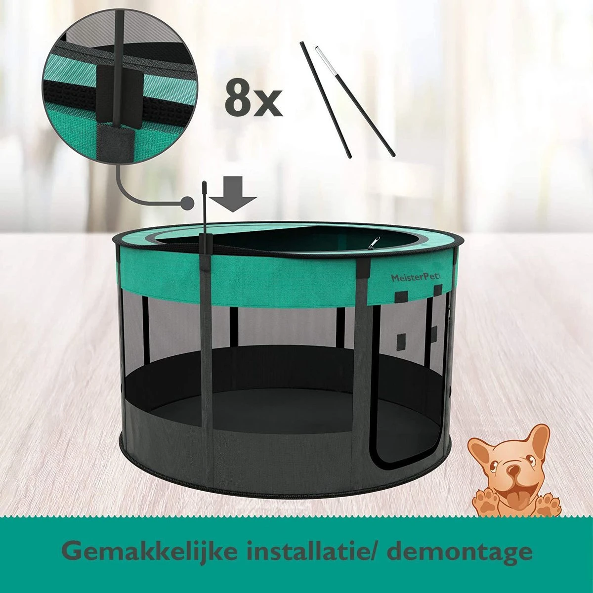 Meisterpets Opvouwbare Puppyren Rond - Extra Stevig - (Ø X H) 75 X 43 Cm - Incl. Gratis Drinkbak! 4 Meisterpets Opvouwbare Puppyren Rond - Extra Stevig - (Ø X H) 75 X 43 Cm - Incl. Gratis Drinkbak! - Afbeelding 4