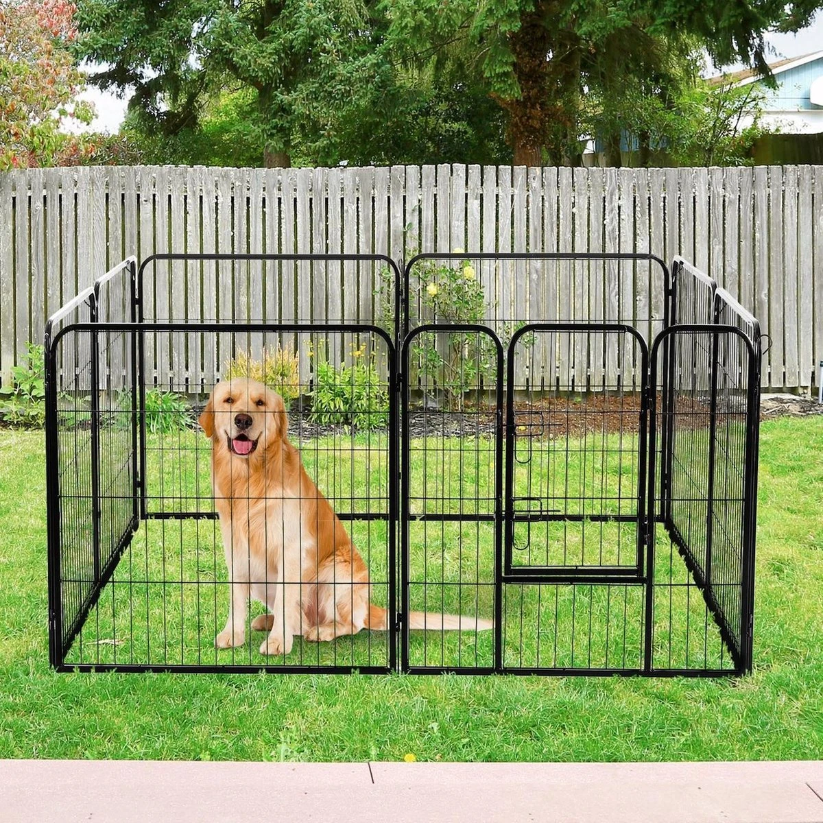 Merkloos Hondenren - Puppyren - Hondenkennel - 8 Kennelpanelen - Staal - 80 Cm Hoog - 640 Cm Omtrek - Uitbreidbaar 1 Merkloos Hondenren - Puppyren - Hondenkennel - 8 Kennelpanelen - Staal - 80 Cm Hoog - 640 Cm Omtrek - Uitbreidbaar