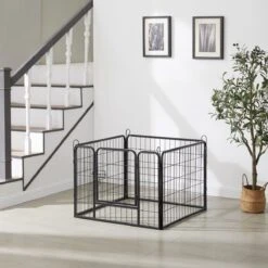 ACAZA Hondenren In 4 Panelen - Hondenkennel - Met Deur - 60 Cm Hoog - Zwart -Dieren Product Winkel 1200x1200 2407