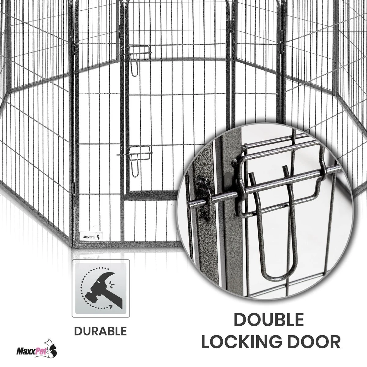 MaxxPet Puppyren - Hondenbench - Hondenren- Puppyren Met 8 Kennelpanelen - Staal -80 X 100 Cm Ø 210 Cm 3 MaxxPet Puppyren - Hondenbench - Hondenren- Puppyren Met 8 Kennelpanelen - Staal -80 X 100 Cm Ø 210 Cm - Afbeelding 3