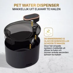 Ample Drinkfontein - Hond/Kat - 3 Liter - Inclusief Filter - Drinkfontein Kat - Kattenfontein - Waterfontein Kat - Waterdispenser - Fluisterstil - Grijs -Dieren Product Winkel 1200x1200 2571