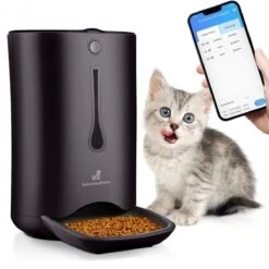 Automatische Voerbak Kat En Hond - Voerautomaat Kat - Voerdispenser Voor Huisdier - Smartphone Besturing - Zwart - Compatibel Met 2,4Ghz