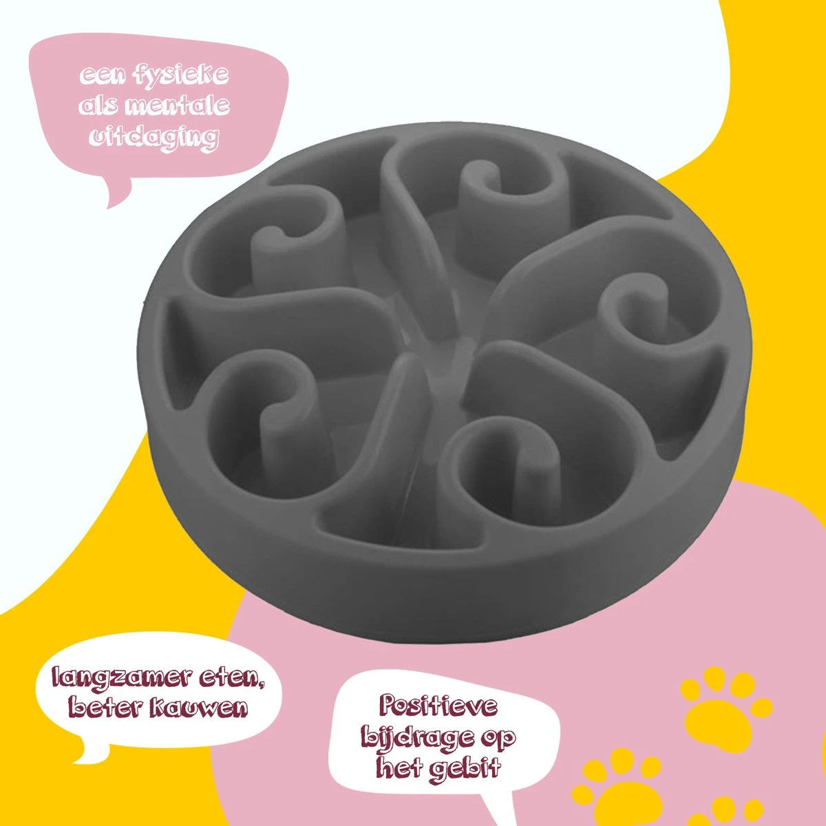 Eat Slow Live Longer Original Voerbak – Anti-schrok Voerbak – Slow Feeder Voor Honden – Anti-slip – Grijs – Ø20,5 Cm - Small/Medium – Geschikt Voor Kleine En Middelgrote Honden 4 Eat Slow Live Longer Original Voerbak – Anti-schrok Voerbak – Slow Feeder Voor Honden – Anti-slip – Grijs – Ø20,5 Cm - Small/Medium – Geschikt Voor Kleine En Middelgrote Honden - Afbeelding 4