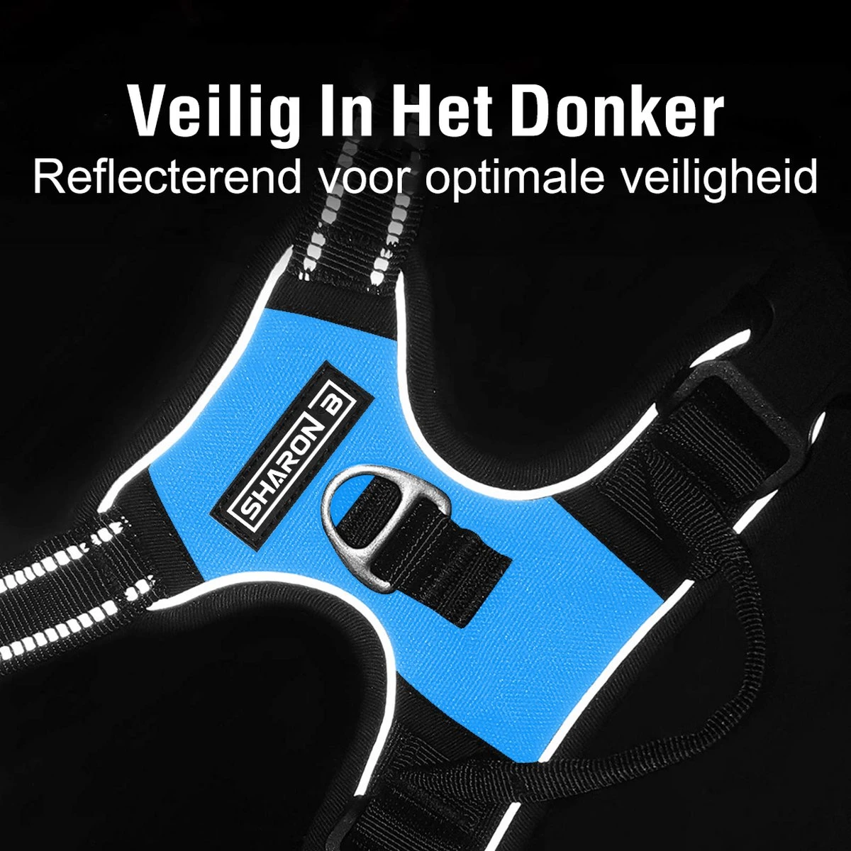 Sharon B - Hondentuigje - Voor Middelgrote Honden - Blauw - Maat M - No Pull Harnas - Anti Trek - Reflecterend - Hoeft Niet Over Het Hoofd Aangetrokken Te Worden 6 Sharon B - Hondentuigje - Voor Middelgrote Honden - Blauw - Maat M - No Pull Harnas - Anti Trek - Reflecterend - Hoeft Niet Over Het Hoofd Aangetrokken Te Worden - Afbeelding 6