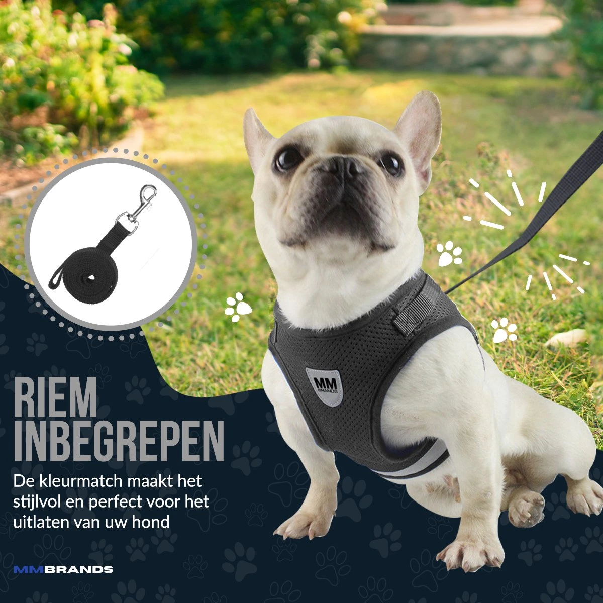MM Brands Hondentuig - Harnas Hond - Y Tuig - Reflectie - Small - Zwart 5 MM Brands Hondentuig - Harnas Hond - Y Tuig - Reflectie - Small - Zwart - Afbeelding 5