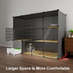 Merkloos XXL Premium Kattenkooi Met Kattenbak 2-laags Kattenkooien Voor Binnen - Grote Opvouwbare Kattenren - Kattenbench Kat Bench - Zwart Dierenverblijf -Dieren Product Winkel 1200x1200 342