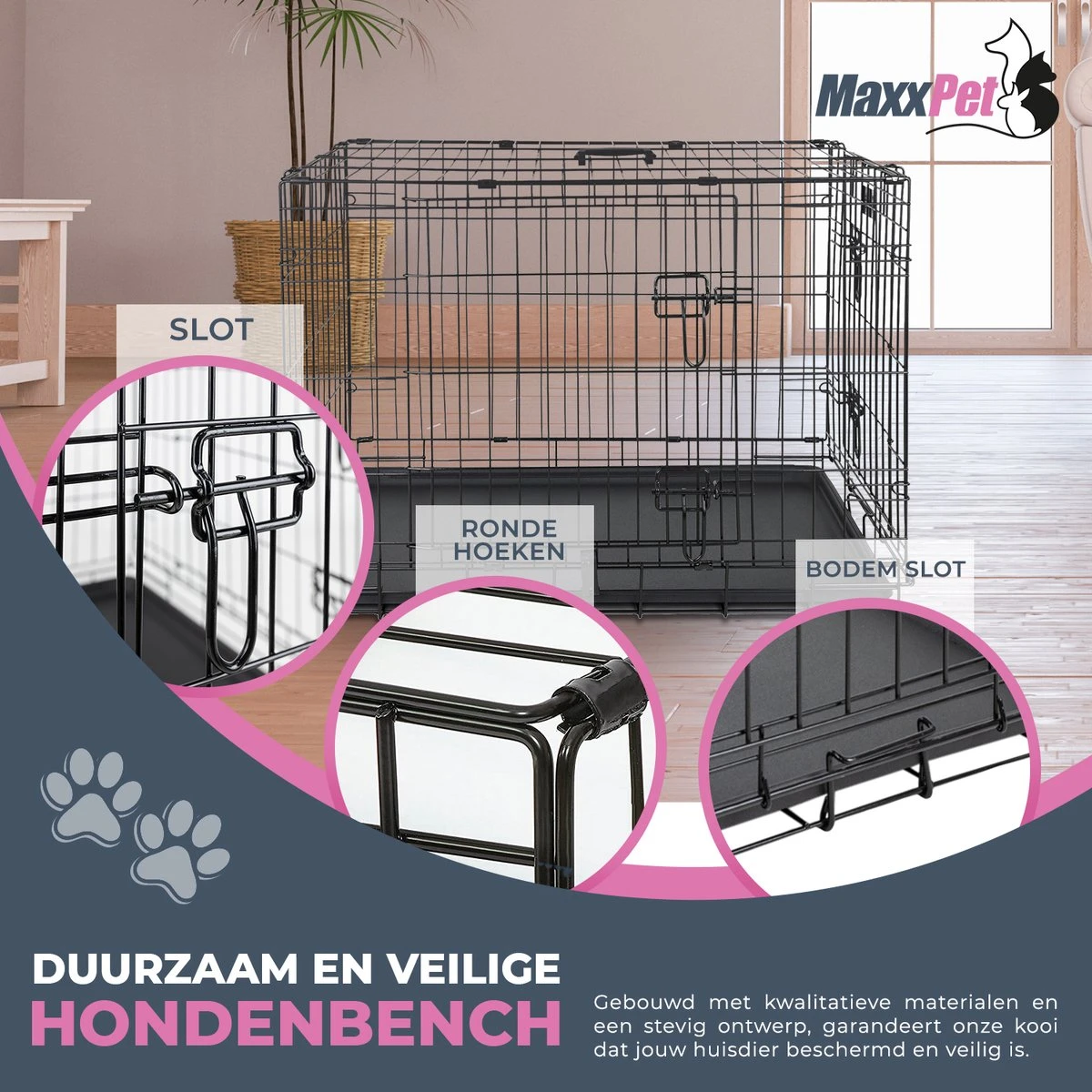 MaxxPet Hondenbench - Bench - Bench Voor Honden - Hondenbench Opvouwbaar - Incl. Plaid - 61 X 43 X 48 Cm 4 MaxxPet Hondenbench - Bench - Bench Voor Honden - Hondenbench Opvouwbaar - Incl. Plaid - 61 X 43 X 48 Cm - Afbeelding 4