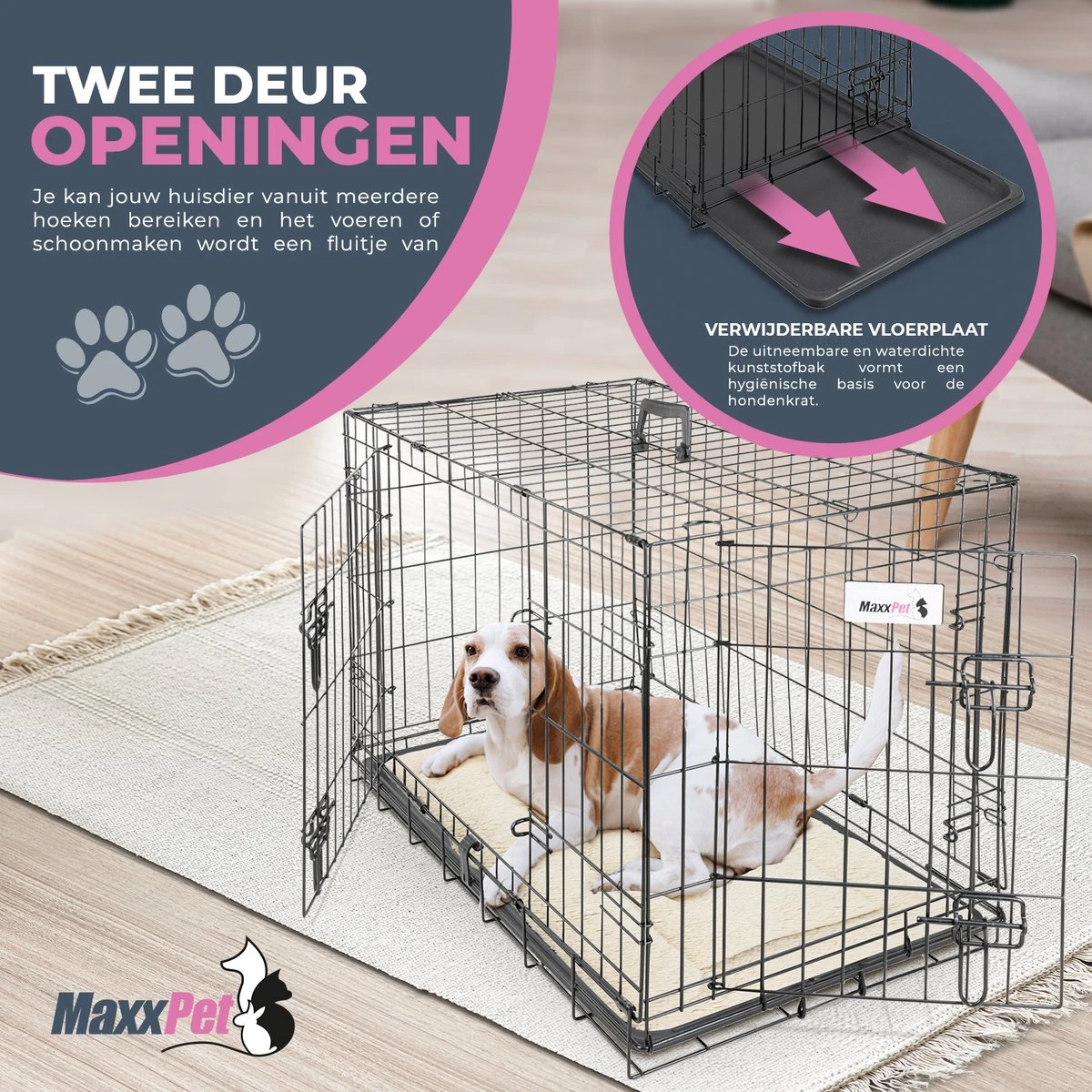 MaxxPet Hondenbench - Bench - Bench Voor Honden - Hondenbench Opvouwbaar - Incl. Plaid - 91 X 57 X 64 Cm 3 MaxxPet Hondenbench - Bench - Bench Voor Honden - Hondenbench Opvouwbaar - Incl. Plaid - 91 X 57 X 64 Cm - Afbeelding 3