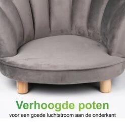 Maxxpro Katten- En Hondenstoel - Grijs - Verhoogd Met Houten Poten - Fluweel Materiaal - 61.5 X 52 X 33 CM - Huisdieren Tot 80 KG -Dieren Product Winkel 1200x1200 3612