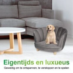 Maxxpro Katten- En Hondenstoel - Grijs - Verhoogd Met Houten Poten - Fluweel Materiaal - 61.5 X 52 X 33 CM - Huisdieren Tot 80 KG -Dieren Product Winkel 1200x1200 3613