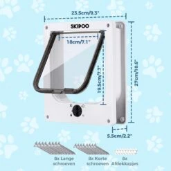 Skipoo Kattenluik Met Tunnel - Weerbestendig - Grote Kat - 4 Vergrendelingsstanden - Wit -Dieren Product Winkel 1200x1200 38