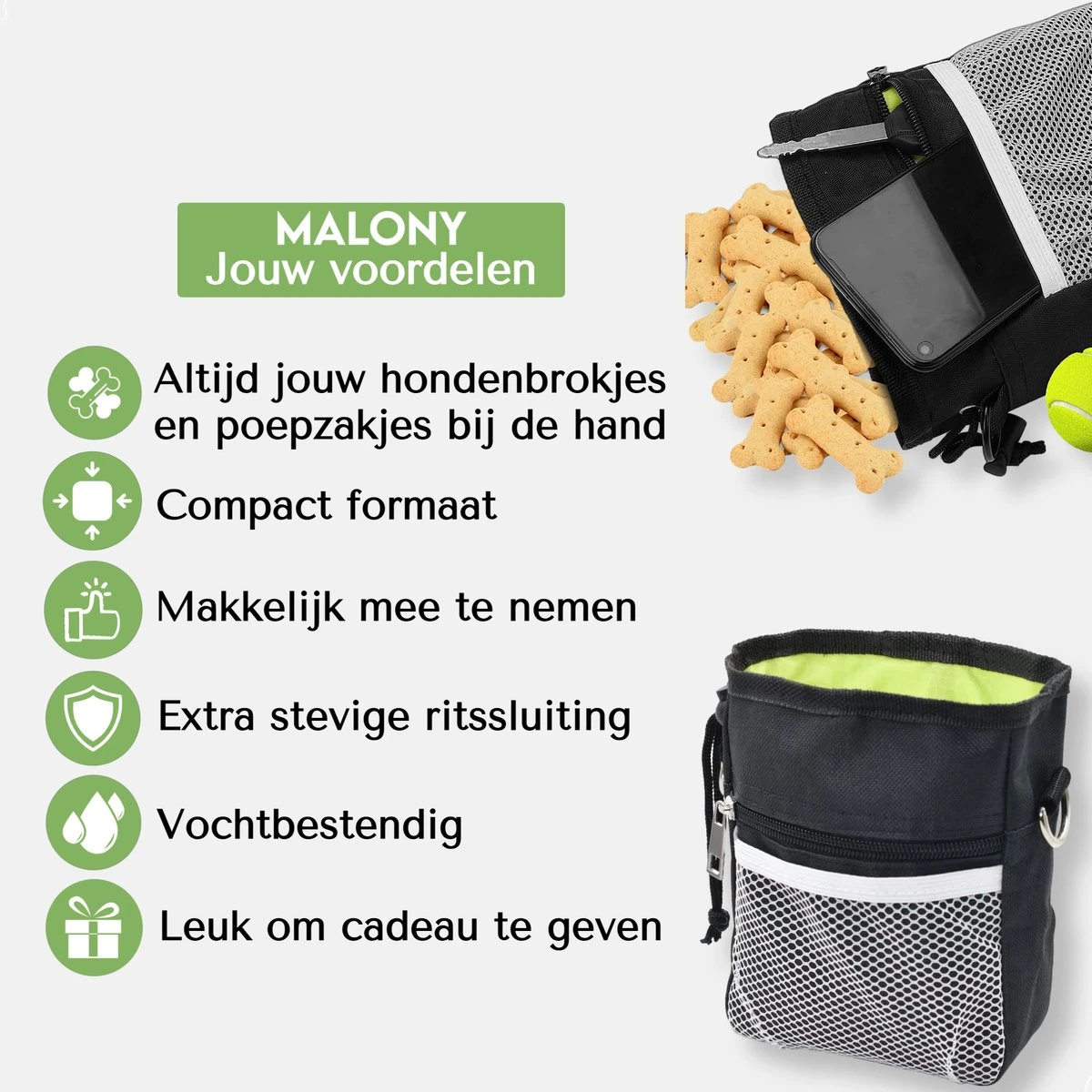 Malony Beloningstasje Voor Honden - Beloningszakje - Poepzakjes Dispenser - Verstelbare Riem - Nylon - Zwart 6 Malony Beloningstasje Voor Honden - Beloningszakje - Poepzakjes Dispenser - Verstelbare Riem - Nylon - Zwart - Afbeelding 6