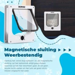 Skipoo Kattenluik Met Tunnel - Weerbestendig - Grote Kat - 4 Vergrendelingsstanden - Wit -Dieren Product Winkel 1200x1200 39