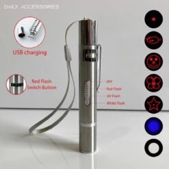 Merkloos Laserpen - Daily Accessoires - USB Oplaadbaar - Kattenspeeltjes - Laserlampje - 7 Verschillende Standen - RVS Zilver - Zaklamp - UV Lamp – Kattenspeelgoed -Dieren Product Winkel 1200x1200 391