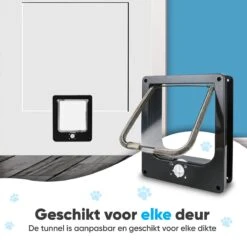 BFreshPets Kattenluik + Massageborstel - Met Tunnel - 4 Vergrendelingsstanden - Weersbestendig - Maat L - Zwart - 27 X 24 Cm -Dieren Product Winkel 1200x1200 521