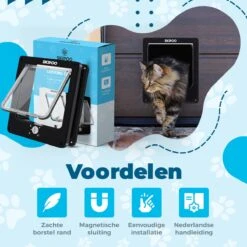 Skipoo Kattenluik Met Tunnel - Weerbestendig - Grote Kat - 4 Vergrendelingsstanden - Zwart -Dieren Product Winkel 1200x1200 565