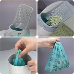 YELÉ LIVING – Kattenbakschep – Haarverwijderaar - Cat Litter Scoop – Kattenbakschep Met Container – Katten – Kattenbak – Grijs/wit – Kattenbak Schep – Grind – Kattengrind – Kattenbak Grind – Poep Zakjes – Afvalcontainer - All-in-1 Kattenbakschep -Dieren Product Winkel 1200x1200 690