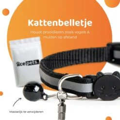 ACE Pets Reflecterende Kattenhalsband Met Veiligheidssluiting – Halsband Kat & Kitten - Met Adreskoker - Kittenhalsband & Kattenbandje Met Belletje - Geschikt Voor Apple Airtag - Zwart -Dieren Product Winkel 1200x1200 726