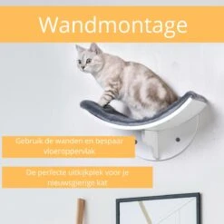 Merkloos Paws And Claws - Cat Shelf – Hangmat Kat – Kattenplank - Kattenbed - Wasbaar – Wandmontage – MDF - Wit -Dieren Product Winkel 1200x1200 776