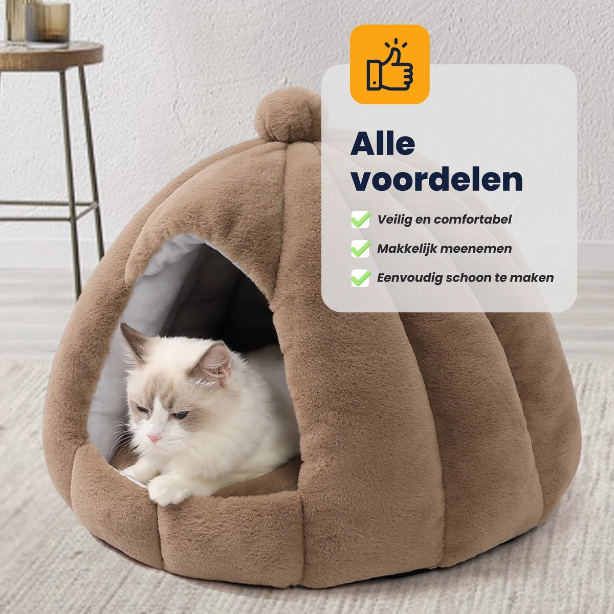 MIRO Katten Huis - Kattenhuizen - Kattenhok - Kattenmand - Dierenhuis - Extra Zacht - Bruin 11 MIRO Katten Huis - Kattenhuizen - Kattenhok - Kattenmand - Dierenhuis - Extra Zacht - Bruin - Afbeelding 11