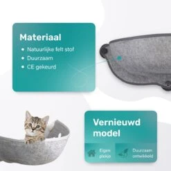Kattenhangmat - Voor Aan Het Raam - Kom Vorm - Kattenmand - Raam - Hangmat Kat - Dieren - Kattenbed - Kattenmand - Slaapplek - Ligplaats - Grijs -Dieren Product Winkel 1200x1200 872