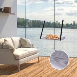 Nobleza 40AG6 - Kattenhangmat - Hangmat Kat - 60x32cm - Kattenhangmat Raam – Kattenbed - Kattenhangmand - Kattenkussen - Grijs -Dieren Product Winkel 1200x1200 908