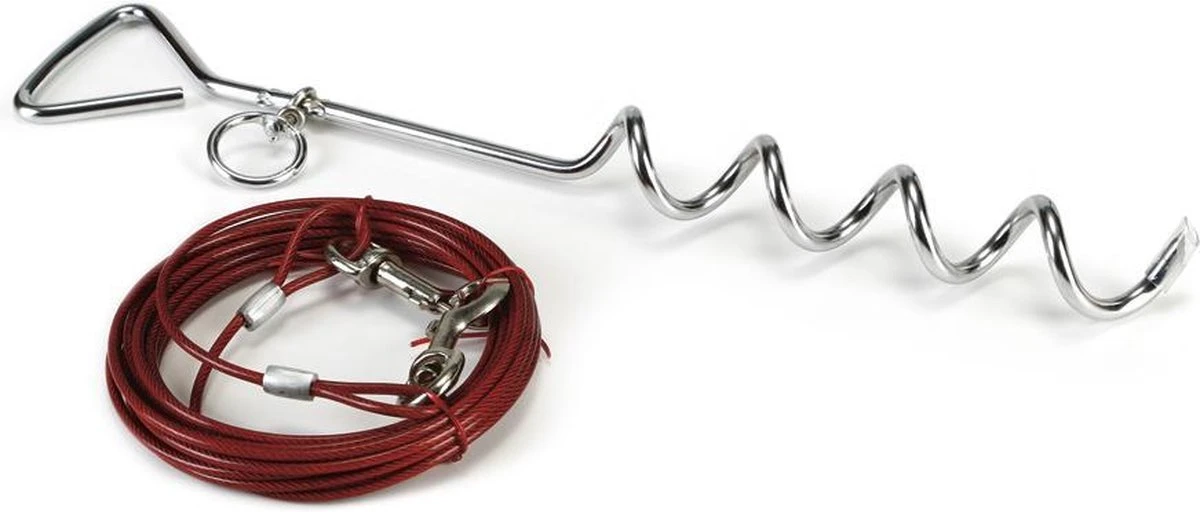 Beeztees Camping Vastlegset+Lijn - Hond - Rood - 6M 1 Beeztees Camping Vastlegset+Lijn - Hond - Rood - 6M