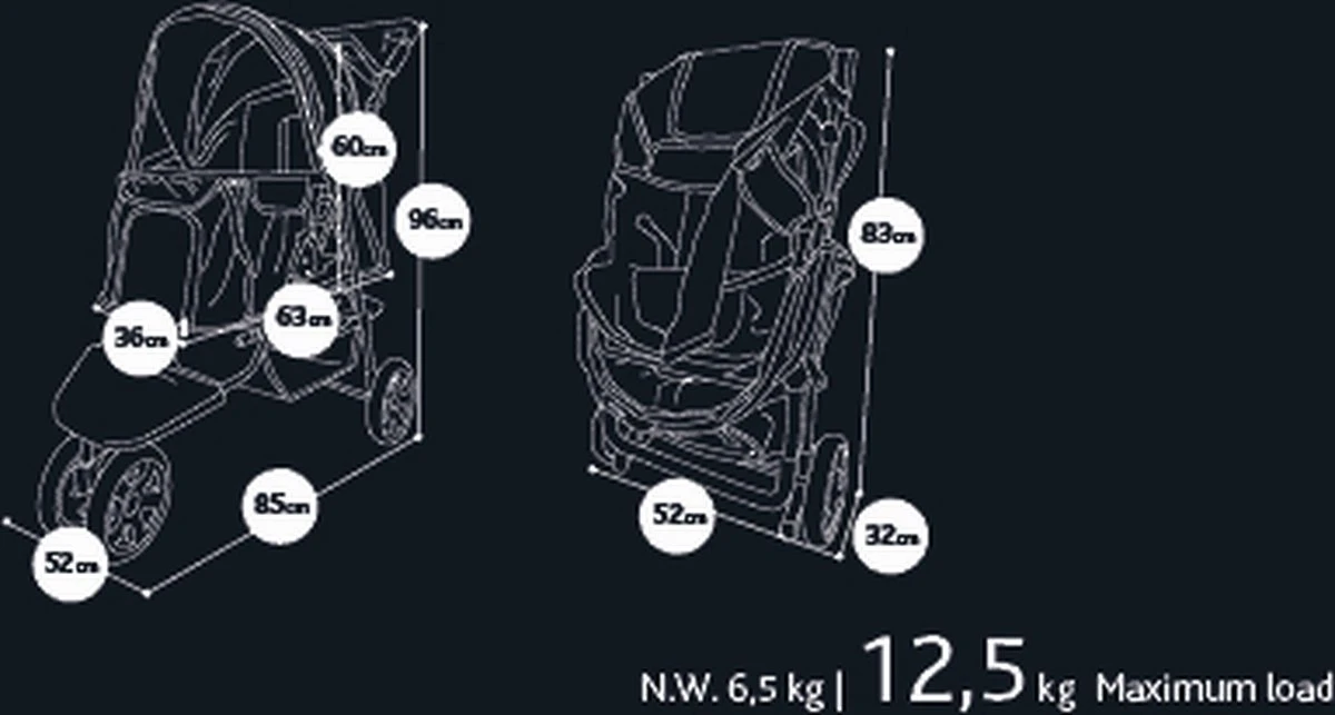 InnoPet All Terrain - Hondenbuggy - Zwart/Zilver - 85x52x96cm 5 InnoPet All Terrain - Hondenbuggy - Zwart/Zilver - 85x52x96cm - Afbeelding 5