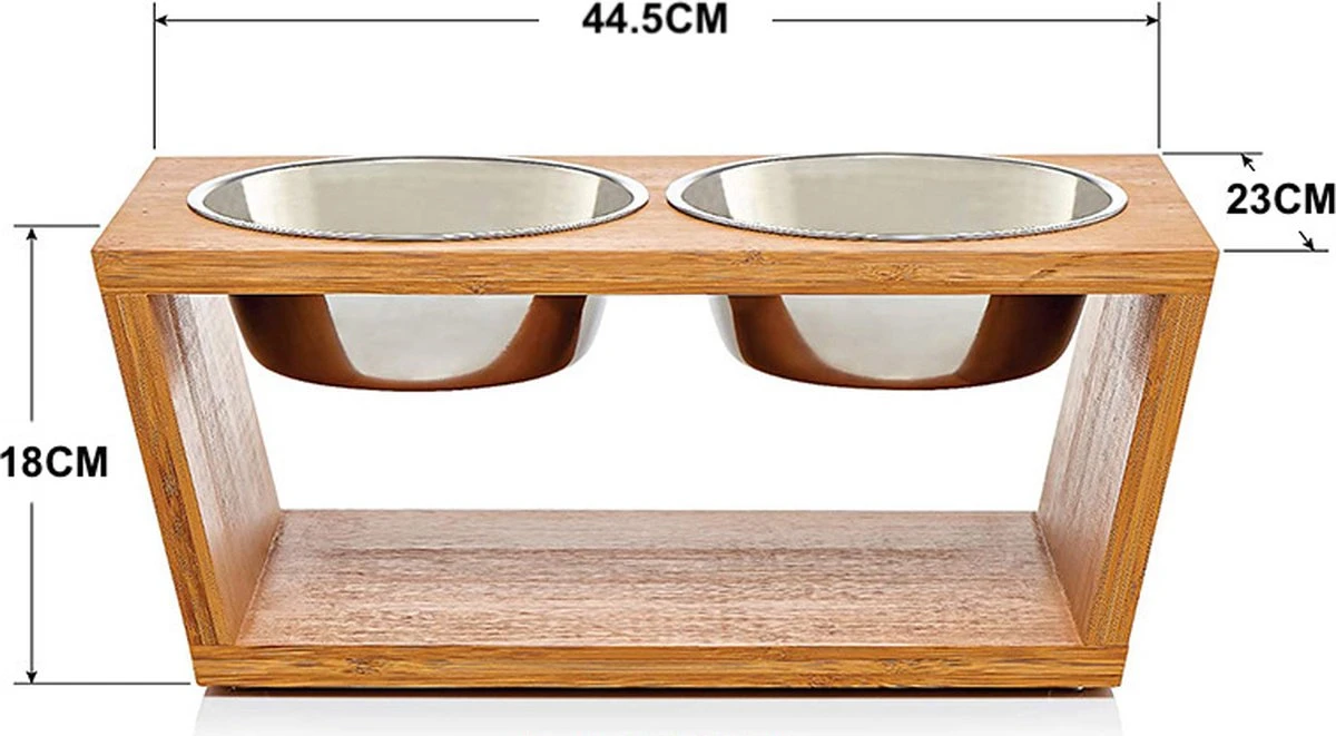 Verhoogde Voerbak Hond Met Standaard - RVS - Bamboe - Waterbak - Etensbak - Inhoud 1100ml & 900ml - Ergonomisch - Hout 3 Verhoogde Voerbak Hond Met Standaard - RVS - Bamboe - Waterbak - Etensbak - Inhoud 1100ml & 900ml - Ergonomisch - Hout - Afbeelding 3