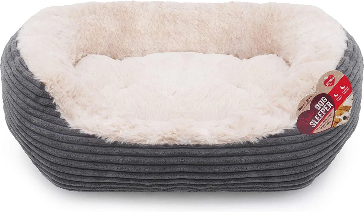 Rosewood Hondenmand Ovaal Jumbo Cord Pluche Grijs / Creme 81.5 CM 1 Rosewood Hondenmand Ovaal Jumbo Cord Pluche Grijs / Creme 81.5 CM