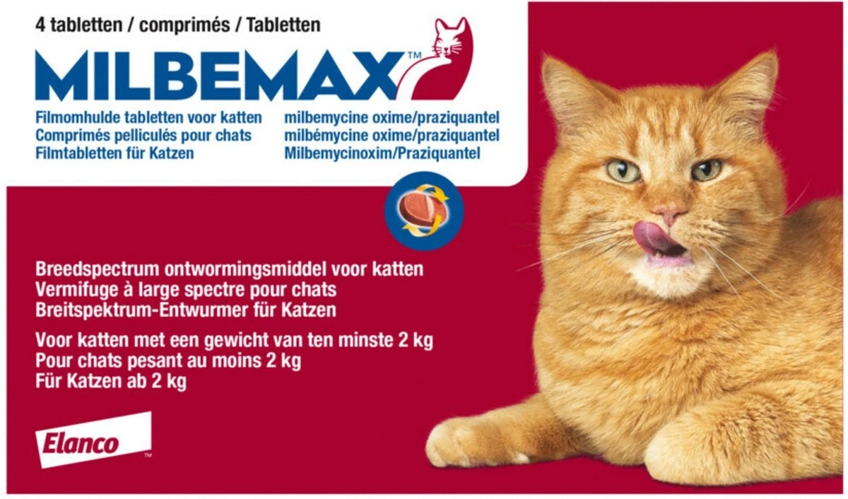 Milbemax Ontworming Tabletten Grote Kat 2 - 12 Kg 2 X 2 Tabletten 1 Milbemax Ontworming Tabletten Grote Kat 2 - 12 Kg 2 X 2 Tabletten