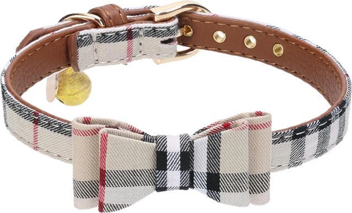 Pepets © Luxe Hondenriem Set – Halsband Hond – Bandana Hond – Strik Hond – Hondenstrik – Hondenhalsband – Leiband Hond -Beige Ruit - Maat S 2 Pepets © Luxe Hondenriem Set – Halsband Hond – Bandana Hond – Strik Hond – Hondenstrik – Hondenhalsband – Leiband Hond -Beige Ruit - Maat S - Afbeelding 2
