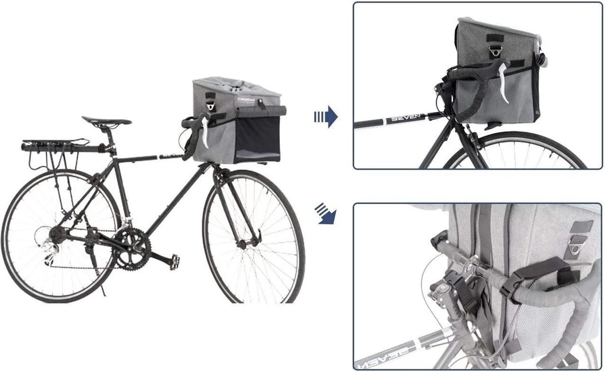 Petspace - Huisdieren Fietstas - Honden Fietsmand - Stuurtas Fiets - Fietsmand Voor Honden - Hondenfietsmand Voorop - Grijs 6 Petspace - Huisdieren Fietstas - Honden Fietsmand - Stuurtas Fiets - Fietsmand Voor Honden - Hondenfietsmand Voorop - Grijs - Afbeelding 6