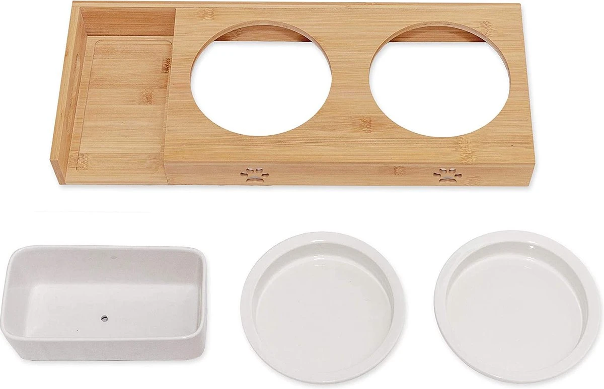 Pfotenolymp® Voederstation Met Kattengras Voor Katten - Porseleinen Kattenbak/Voedingsbak - Verhoogde Kom Set Met Kattengrasbak - Voerbak Hoog 4 Pfotenolymp® Voederstation Met Kattengras Voor Katten - Porseleinen Kattenbak/Voedingsbak - Verhoogde Kom Set Met Kattengrasbak - Voerbak Hoog - Afbeelding 4