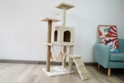 Krabpaal – Katten Krabpaal - Kattenhuis - 125cm Hoog - Beige -Dieren Product Winkel 1200x800 10