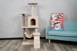 Krabpaal – Katten Krabpaal - Kattenhuis - 125cm Hoog - Beige -Dieren Product Winkel 1200x800 11