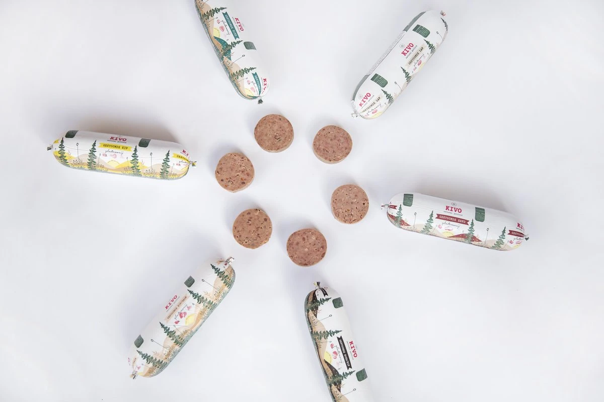 Kivo Petfood Houdbare Worst 12 X 600 Gram Kip & Zalm - Zacht Gestoomd Vlees - Glutenvrij Zonder Andere Fratsen 4 Kivo Petfood Houdbare Worst 12 X 600 Gram Kip & Zalm - Zacht Gestoomd Vlees - Glutenvrij Zonder Andere Fratsen - Afbeelding 4