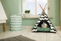 Beeztees Kioni Tipi Tent - Kattenhuis - Zwart/Wit - 50x50x70 Cm -Dieren Product Winkel 1200x800 29