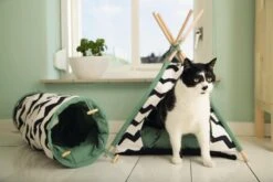 Beeztees Kioni Tipi Tent - Kattenhuis - Zwart/Wit - 50x50x70 Cm -Dieren Product Winkel 1200x800 30