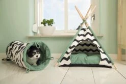 Beeztees Kioni Tipi Tent - Kattenhuis - Zwart/Wit - 50x50x70 Cm -Dieren Product Winkel 1200x800 32