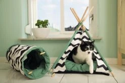 Beeztees Kioni Tipi Tent - Kattenhuis - Zwart/Wit - 50x50x70 Cm -Dieren Product Winkel 1200x800 35