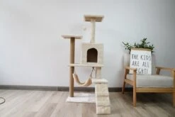 Krabpaal – Katten Krabpaal - Kattenhuis - 125cm Hoog - Beige -Dieren Product Winkel 1200x800 8