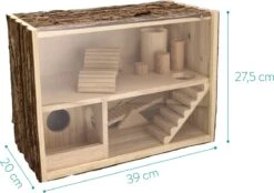 Navaris Houten Hamsterhuis - Speelhut Voor Hamsters, Kleine Knaagdieren, Gerbils, Muizen - Schuilplaats Op Twee Etages Voor Hamster, Cavia, Muis -Dieren Product Winkel 1200x846